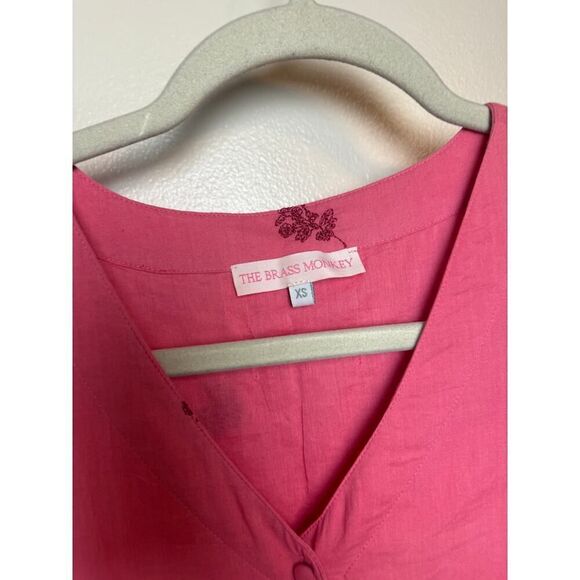 The Brass Monkey Pink Long Sleeve Tiered Maxi Dress Sz. XS - Picture 3 of 6